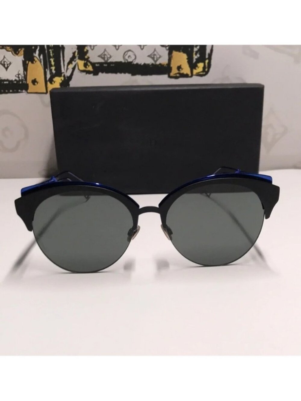 New Authentic CHRISTIAN DIOR Metal DioramaClub Sunglasses – Black & Blue - Picture 9 of 14